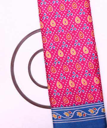 magenta orange blue yellow patola print silk fabric